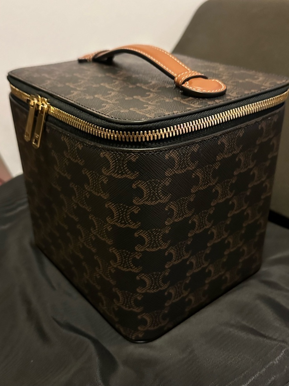 Celine Brown Triomphe Vanity Case with Gold Hardware BRAND NEW AUTHENTIC - Picture 2 of 6